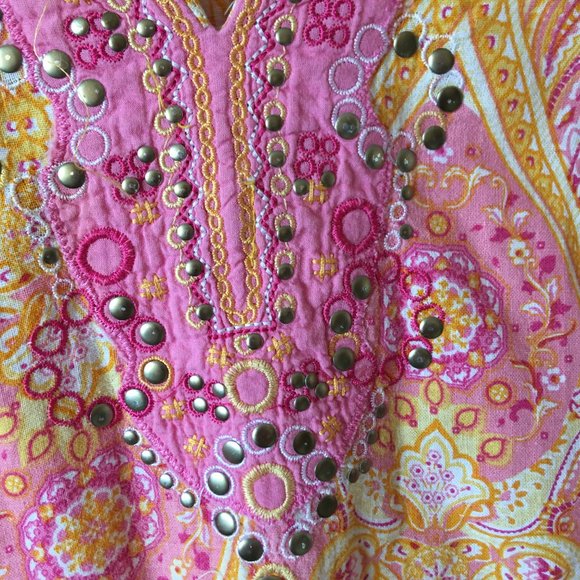 Cynthia Rowley Long Sleeve Style Top/Tunic Studded Size Medium - Picture 2 of 7